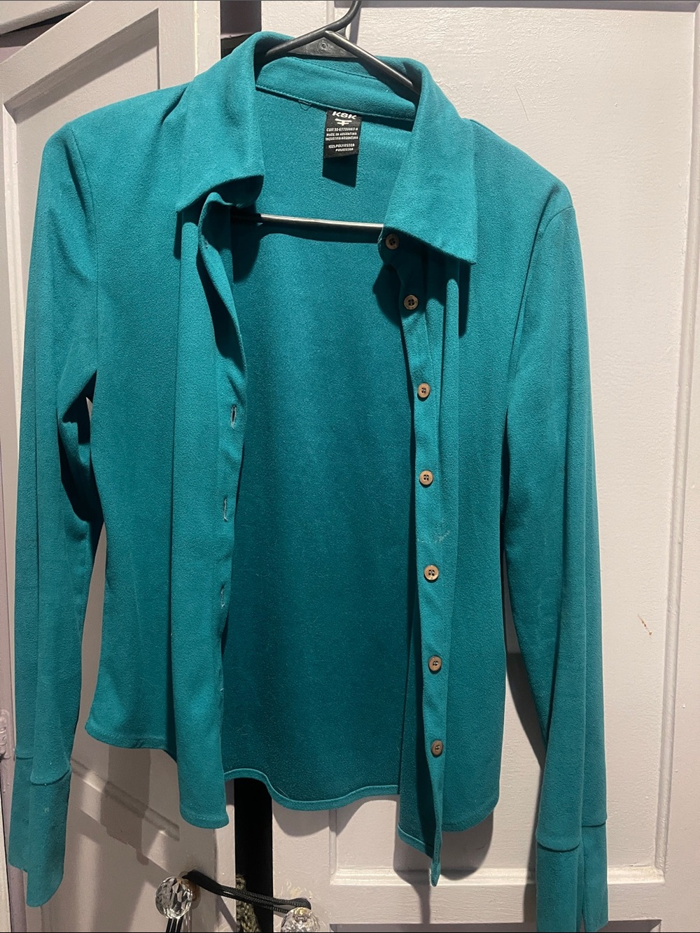 KSK Signature Teal Button-Front Shirt blouse